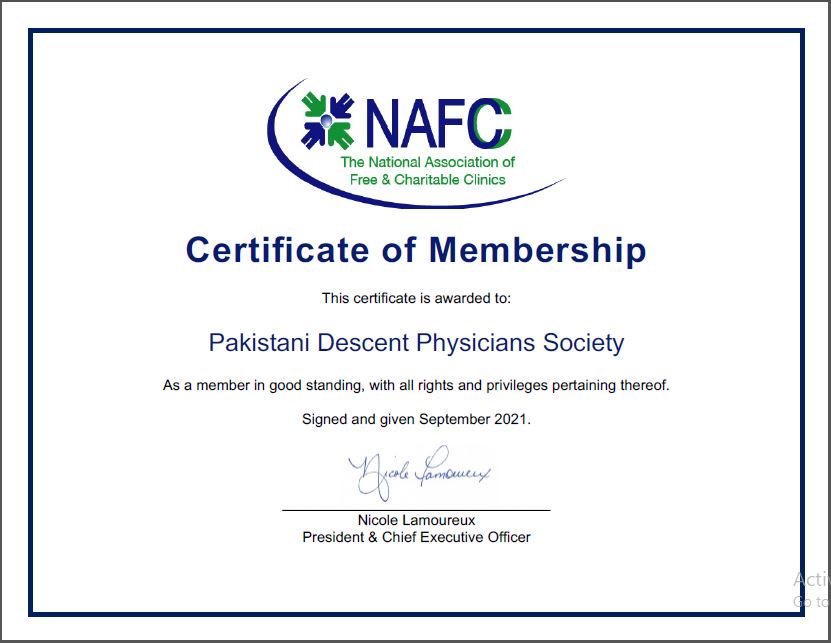 NAFC Certificate